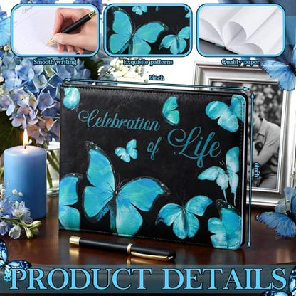 Yingzhao Memorial Funeral Guest Book with Pen 144 Pages Cardinal Funeral Guest Sign in Book for Memorial Service Celebration of Life Party Supplies in Loving Memory (Butterfly) - style: Butterfly