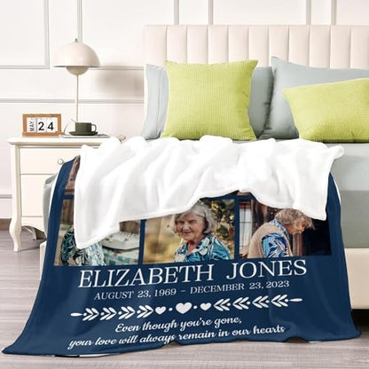 Custom Memorial Blanket with Picture Personalized Sympathy Remembrance Condolences Bereavement Gifts Sympathy Gifts for Loss of Loved One Mother Dad Grandma Grandpa Sister Daughter Friend - color: Design19