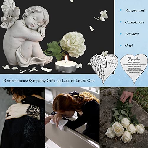 Inbagi 100 Sets Memorial Angel Sign Coins Set Funeral Pocket Token Heart Pocket Hug Coins Poem Cards Organza Gift Bags Celebration of Life Favors Funeral Memorial Gifts for Guest Family Church