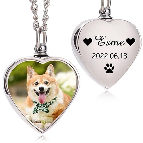 Personalized Pet Ashes Necklace, Custom Photo Memorial Pendant