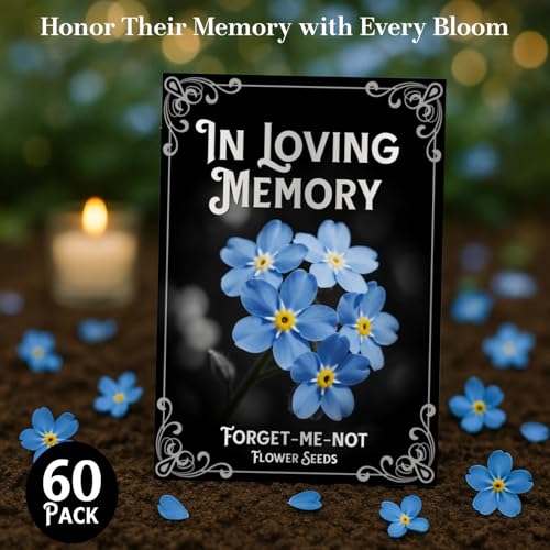 60Pack Forget Me Not Seeds Bulk, Memorial Seed Packets for Funeral Favors - size: 60Pack