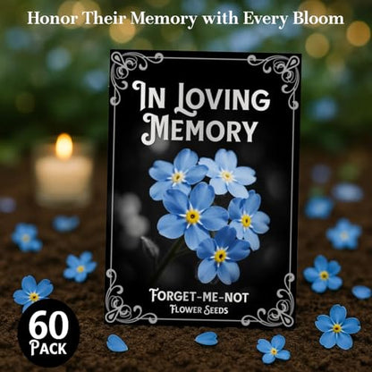 60Pack Forget Me Not Seeds Bulk, Memorial Seed Packets for Funeral Favors - size: 60Pack