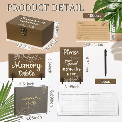 Celebration of Life Guest Book Funeral Memory Cards, White Leaf - style: White Leaf