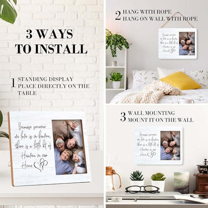 Memorial Pictures Frame, Because Someone We Love Is In Heaven Photo Frame, Sympathy Gifts For Loss Of Loved One, Farmhouse Home Living Room Bedroom Decoration -b21