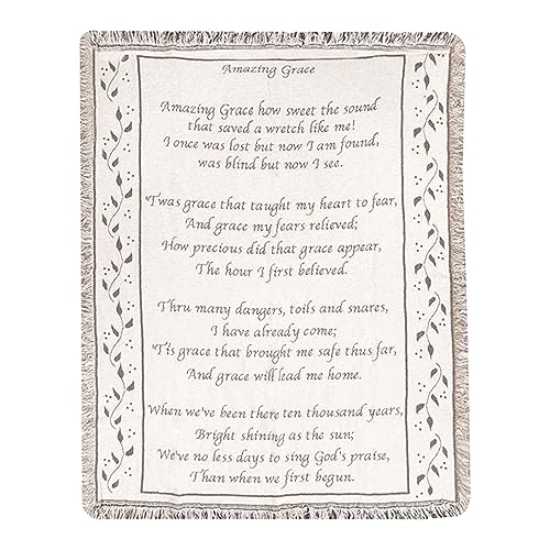Amazing Grace Sympathy Throw Blanket with Condolence Card – Memorial Gift for Loss of Loved One, Scripture Tapestry Afghan for Remembrance and Grief Comfort