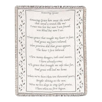 Amazing Grace Sympathy Throw Blanket with Condolence Card – Memorial Gift for Loss of Loved One, Scripture Tapestry Afghan for Remembrance and Grief Comfort