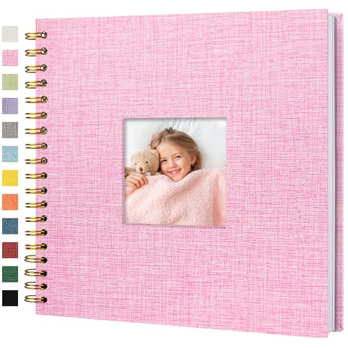 10"x10" Scrapbook Photo Album Linen Cover 20 Sheets 40 Pages White Paper - color: Pink, size: 10 Inch 40 Pages