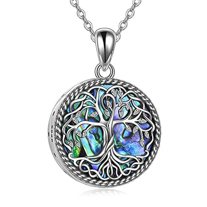 CRMAD Hummingbird/turtle/heart/dragonfly/bee/moon/tree of life Urn Necklace for Ashes Sterling Silver Jewelry for Women Memory Necklace - style: tree of life