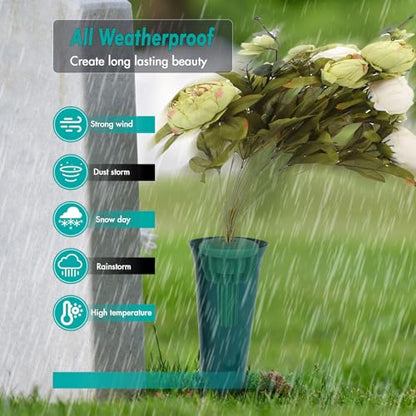 Cemetery Vase Rubber Inserts, Silicone Secure Flowers Holder for Headstone 2 Packs, Green - color: Green