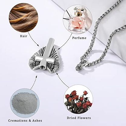 Aniu S925 Sterling Silver Urn Necklace Cremation Jewelry for Ashes - color: Cross Angel Wing