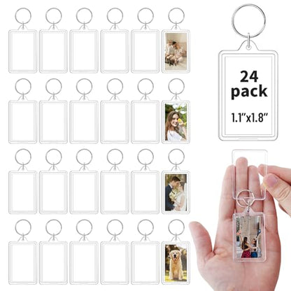 Photo Keychain 1.8 x 1.1 in, Acrylic Clear Picture Keychain, Photo Insert Keychain, Blank Picture Frame Keyring