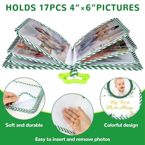 Baby's My First Family Album Soft Photo Cloth Book Eucalyptus My First Book of Photos Baby Memory Album Gift Holds 4x6 Pictures for Babies Newborn Toddler & Kids Baby Shower - style: Eucalyptus