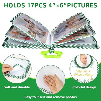 Baby's My First Family Album Soft Photo Cloth Book Eucalyptus My First Book of Photos Baby Memory Album Gift Holds 4x6 Pictures for Babies Newborn Toddler & Kids Baby Shower - style: Eucalyptus