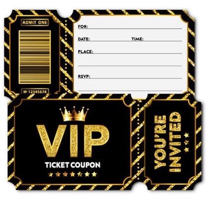 Black Golden Vip Birthday Party Invitations, Movie VIP Invitations Card for Boys Girls (30 Cards & 30 Envelopes) - color: Golden