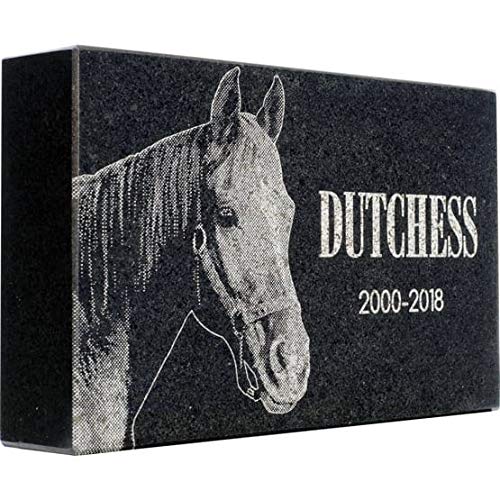 Black Granite Memorial Headstone for Lost Loved Ones, Dogs, Cats, and Family Pets. " Great for Your Garden, Tree Dedication, or in a Cemetery. Includes your personal photo and text. (12 x 8 x 2") | Includes photo and text for lost loved ones, dogs, cats,