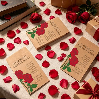 100 Funeral Favors for Celebration of Life Memorial Seed Packets Envelopes | Funeral Supplies for Guests Thank You Sympathy Gifts Loss of Loved One Memorial Rose Seed Packets Envelopes Gifts No Seeds