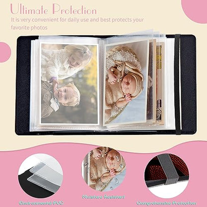 Photo Album 4x6 Photos - 60 Photos Capacity PU Leather Cover Photo Album with Strong Elastic Band, Portable Picture Album for Family Wedding Wedding Anniversary, Basketball Pattern - color: Basketball Pattern