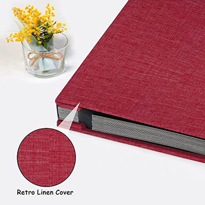 Zesthouse Photo Album Self Adhesive Pages, 60 Pages Magnetic Scrapbook Albums with Sticky Page, Photos Album Holds 8x10 & 5X7 & 4x6 & 6x8 & 3x5, Large Picture Book Ideal Gift for Family Wedding Baby - color: Red, size: 11"x10.6"/Black 60 Pages