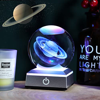 3D Saturn Crystal Ball, Astronomy Physics Science Gifts Planet Lamp, 3.15'' - color: Saturn