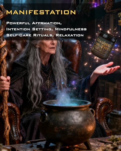 Season of The Witch Candle, Samhain Mabon Pagan Sabbat, Honoring The Craft Spirit Thinning Veil Crystal Intention Ritual Spell Witchy Gift. (Season of The Witch) - style: Season of the witch