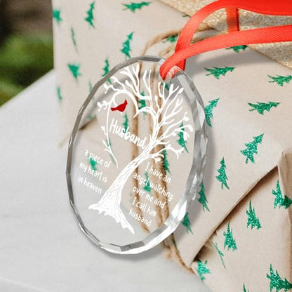 Memorial Sympathy Gifts for Loss of Husband Loved One, in Memory of Loved One Gifts, Bereavement Remembrance Gift for Loss of Husband, Memorial Gift for Men Glass Ornament
