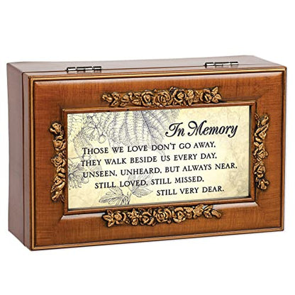 Cottage Garden in Memory Bereavement Rich Walnut Finish Petite Rose Music Box Plays Wind Beneath My Wings