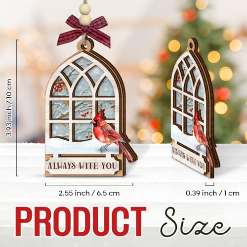 Cardinal Christmas Ornaments 2025 - Wooden Memorial Ornaments for Loss of Loved One, Mom, Dad, Grandparents, Remembrance Hanging Ornament - Red Cardinal Sympathy Bereavement Gifts