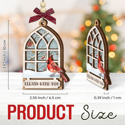 Cardinal Christmas Ornaments 2025 - Wooden Memorial Ornaments for Loss of Loved One, Mom, Dad, Grandparents, Remembrance Hanging Ornament - Red Cardinal Sympathy Bereavement Gifts