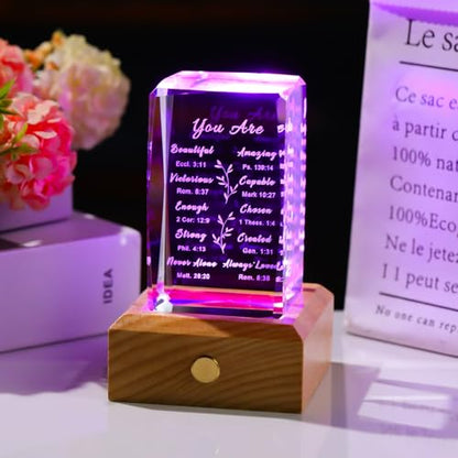 Ornalrist Christian Gifts for Women Crystal with Wood Night Light - color: Christian Gifts-You Are