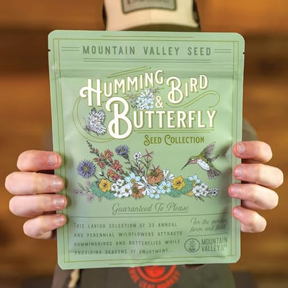 Mountain Valley Seed Co Wildflower Seeds Bulk, 2 Oz. 80,000+ Seeds | Butterfly & Hummingbird Mix with 23 Non-GMO Varieties – Pollinator Flower Seed for Planting - style: Butterfly & Hummingbird