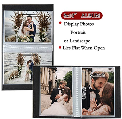 Photo Album 8x10 Clear Pages Pockets Leathe Cover Slip Slide in Photo Album Holds 50 Vertical 8x10 Photos Picture Book for Wedding Family (Blue) - color: Blue, size: 50 Pockets/1PK