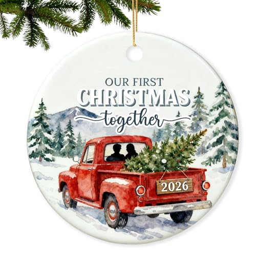 First Christmas Together Ornament 2026 for Couple Our 1st Xmas for Him Her, Boyfriend Girlfriend, Married Couple First Xmas Ornament Keepsake Car Interiors Decors - color: 1st Christmas Together