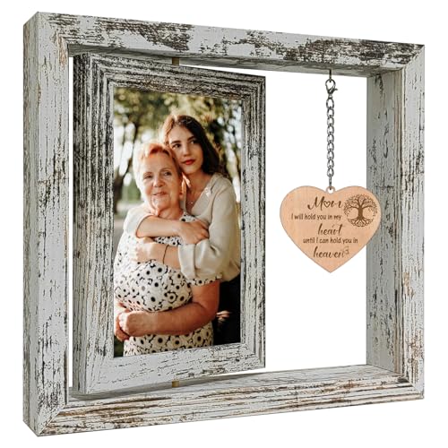 Rotating Mom Memorial Wood Frame Loss of Mother Sympathy Gift | Double 4x6 Photo Frame, Bereavement Condolences Remembrance Sorry for Your Loss Grief Keepsake - color: Loss of Mom
