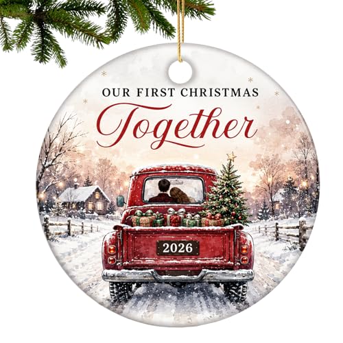 First Christmas Together Ornament 2026 for Couple Mr&Mrs Our 1st Xmas for Him Her, Boyfriend Girlfriend, Married Couple First Xmas Ornament Keepsake Car Interiors Decors - color: 1st Christmas Together-b