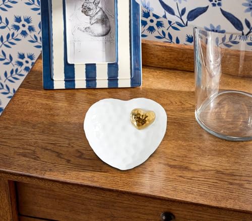 Set of 2 Elegant Small Heart-Shaped Ceramic Urn for Ashes – Perfect Keepsake Urns for Human Ashes, Mini Cremation Urn Box with Golden Heart Stopper