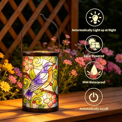 MUMTOP Bluebird Glass Solar Lantern Outdoor Waterproof Hanging Garden Light - color: Bluebird