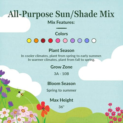 Ferry-Morse Sun-Shade Bulk Wildflower Seeds, 390,000+, 1 lb - color: All-Purpose Sun-Shade