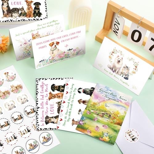 Geyoga 36 Set Pet Sympathy Card with Envelope Bulk, Watercolor Style - color: Watercolor Style