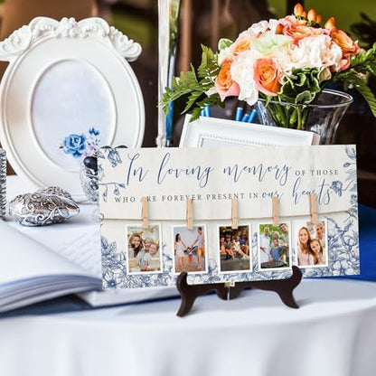 RattanView Wood Memory Sign 16 x 8 Inch in Loving Memory, Blue Floral - style: Blue Floral