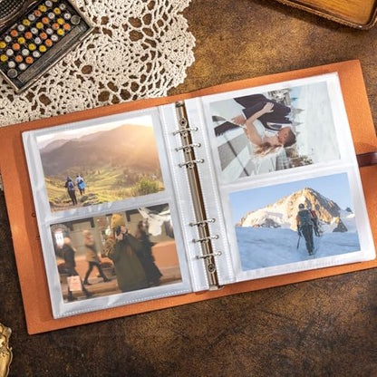 Leather Photo Album for 4x6 Pictures Photo Book With 30 Writing Paper for Family Wedding Anniversary Baby Vacation Picture Album (Brown) - color: Brown