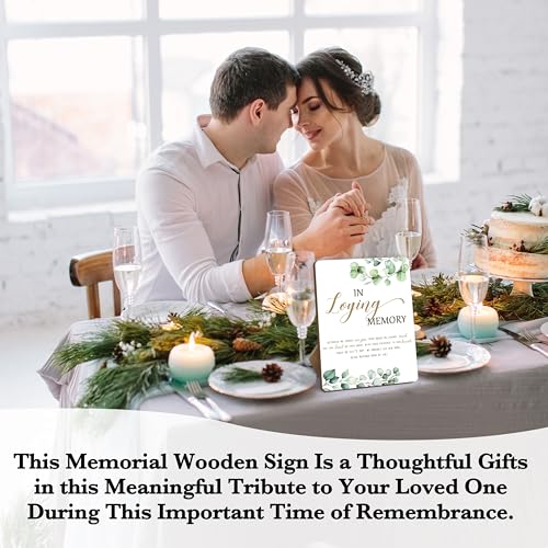 In Loving Memory Wooden Sign, Wedding Memorial Sign, Greenery, 11x8 Inches, Tabletop, Rustic