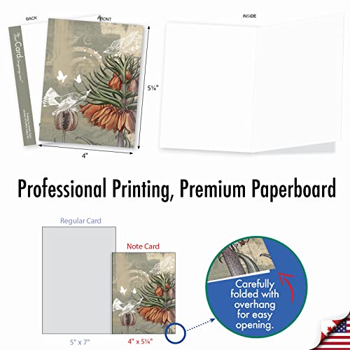 The Best Card Company - 10 Assorted Flower Cards Blank for Women (4 x 5.12 Inch) - All Occasion Floral Greetings Boxed - Floral Collages M2986OCB - style: Floral Collages