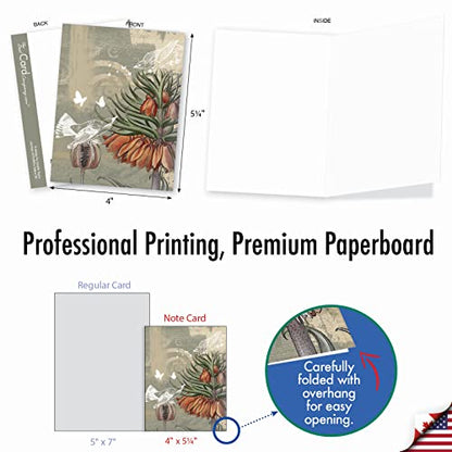 The Best Card Company - 10 Assorted Flower Cards Blank for Women (4 x 5.12 Inch) - All Occasion Floral Greetings Boxed - Floral Collages M2986OCB - style: Floral Collages
