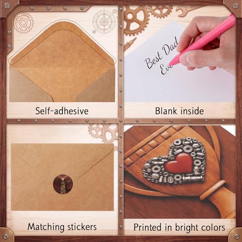 Eaasty 50 Sets Fathers Day Cards with Envelopes Stickers,Happy Father's Day - style: Happy Father's Day