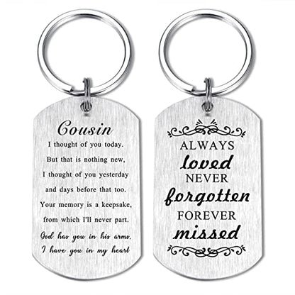 Alotozo Memorial Gifts - Sympathy Keychain for Loss of Loved One - color: Cousin Memorial Gifts