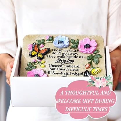 Blosssound Memorial Garden Stone Gifts for Loss of Loved One 9.8 Inch Sympathy Memorial Gifts Those We Love Don't Go Away Condolence Bereavement Plaques for Homes, Lawn and Garden Stepping Stone