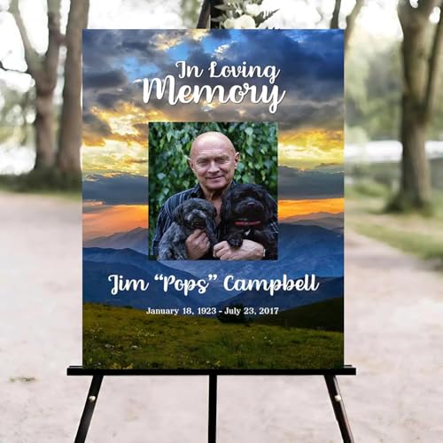 Sunrise Funeral Welcome Sign, Celebration of Life Welcome Sign, in Loving Memory Sign, Celebration of Life Funeral Sign, Celebration of Life Sign, Memorial Sign with Photo #Yn23 - color: Version #24