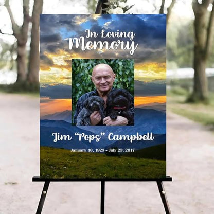Sunrise Funeral Welcome Sign, Celebration of Life Welcome Sign, in Loving Memory Sign, Celebration of Life Funeral Sign, Celebration of Life Sign, Memorial Sign with Photo #Yn23 - color: Version #24