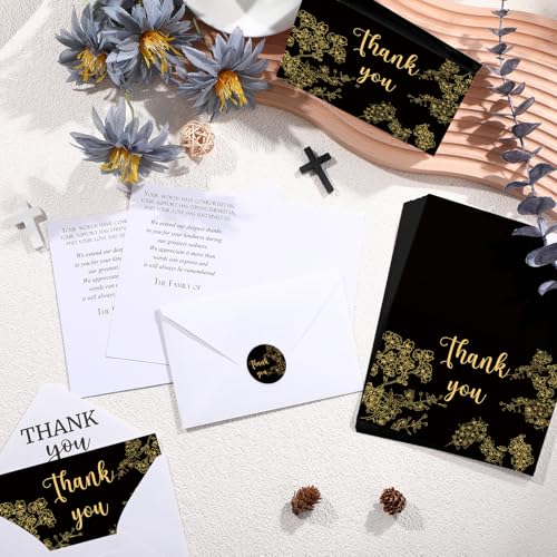Fumete 50 Set Funeral Thank You Cards, Cherry Blossom | with Envelopes and Sticker Thank You Sympathy Card with Message Bereavement for Funeral Family Loved Ones Celebration of Life - style: Cherry Blossom