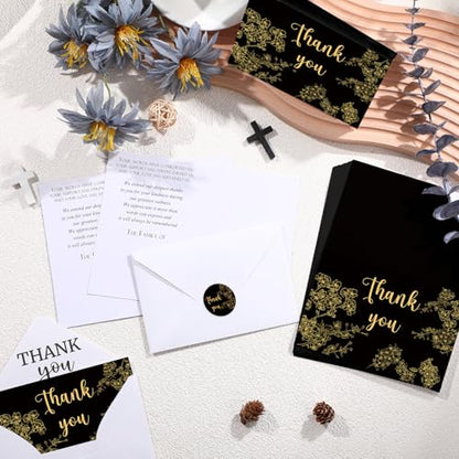 Fumete 50 Set Funeral Thank You Cards, Cherry Blossom - style: Cherry Blossom
